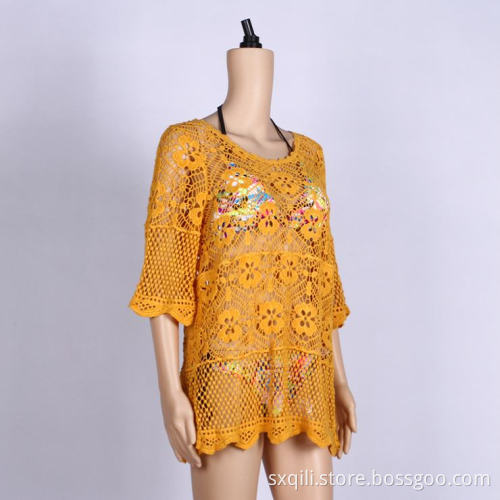 Anti-UV short cover up beachwear summer beach dress